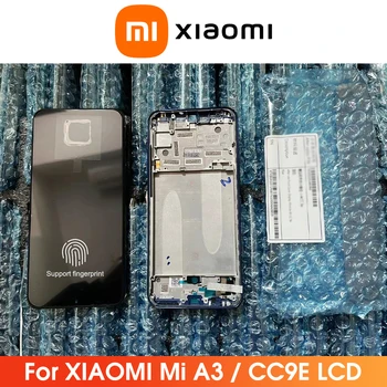100% Naujas Originalus Už Xiaomi A3 MiA3 LCD Jutiklinis Ekranas skaitmeninis keitiklis Surinkimas su pirštų Atspaudų Už XiaomiA3 CC9E Ekranas su karkasu