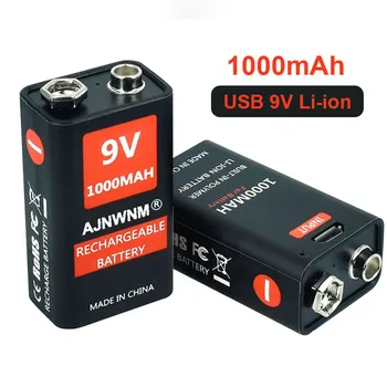 100% Originalus 9V daugkartinio Įkrovimo Baterija 1000mAh 9v 6F22 Baterijos nuotolinio valdymo multimetras Dūmų signalizacijos metalo detektorius