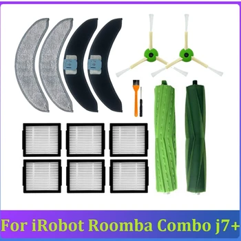 16PCS Priedais Rinkinys, skirtas iRobot Roomba Combo J7+ Robotų Dulkių siurblys Guminis Šepetys HEPA Filtras Šoninis Šepetys Mop Medžiaga
