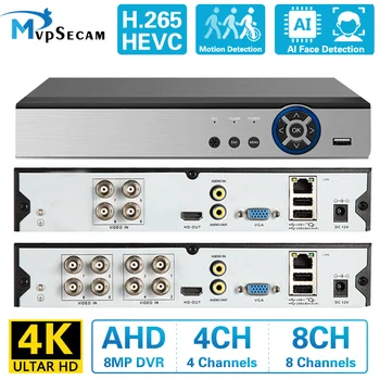 6in1 Nekilnojamojo H. 265 4ch 8ch 4K-N 4K 8MP DVR Saugumo CCTV hibridinis vaizdo įrašymo DVR P2P Xmeye paramos HAINAUT/TVI/CVI/CVBS/IP kameros