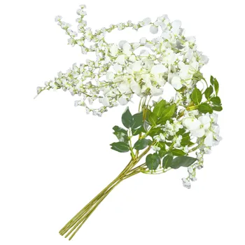 Dirbtinio Šilko Wisteria Vynuogių Ratta Šilko Kabo Gėlių, Vestuvių Puošimas,6 Gabalus,(Balta)