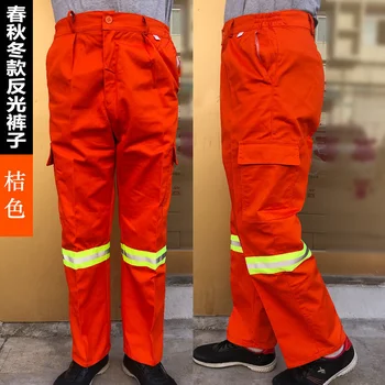 Dėvėjimuisi atsparios treniruotės kelnės oranžinė medvilnės kombinezonas kelnės vyrams, atsitiktinis palaidų HIPHOP kišenėje Atspindintis krovinių kelnės vyrams