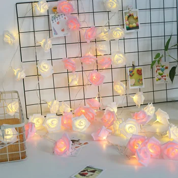 Kalėdų Dekoracijos Namų USB/baterijomis, 10/20 Led Rožių Gėlių String Žibintai Kambario Dekoro Estetinės Led Pasakų Žibintai