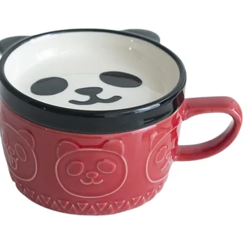 Kasdien Kad Shiba Inu Panda Puodelis su Dangteliu Kavos Puodelio Karvė Jogurto Puodelis Keramikos Pusryčiai Taurės Mielas