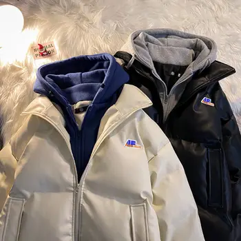 Megztinis Zip-Up Juoda Balta Žiemos Paltai Vyrams 2022 Streetwear Storas Šiltas Ilgomis Rankovėmis Su Gobtuvu Striukė Vyrams Mados Drabužių Parkas
