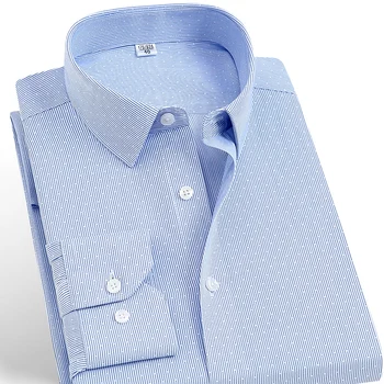 Mėlynos spalvos Pledas Marškiniai vyriški ilgomis Rankovėmis DP Ne-lyginimo Grynos Medvilnės Verslo Laisvalaikio Profesinės Jaunimo Formaliojo vyriški Marškiniai