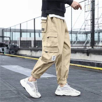 Nauji vyriški Šoninės Kišenės Krovinių Kelnės Juoda Hip-Hop Haremo Kelnės Atsitiktinis Vyras Poilsiu Sweatpants Mados Streetwear Kelnės 5XL