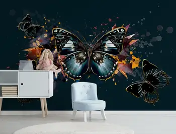 papel de parede Užsakymą tapetai, freskos modernus minimalistinio rankomis dažyti šviesiai prabanga spalvingas drugelis nostalgiškas fono sienos