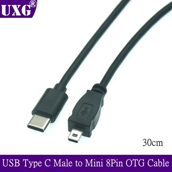 USB C Tipo Vyras į Mini 8Pin USB 2.0 Fotoaparato Konverteris OTG Kabelis Laido 30CM, skirtas 