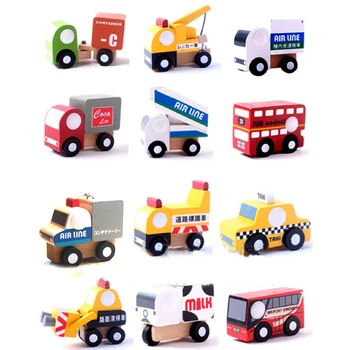 X004 12 vnt nauji mediniai automobilio modelį žaislai, edukaciniai žaislai vaikams, taksi automobilis pieno maisto krano autobusas stovi du aukštus